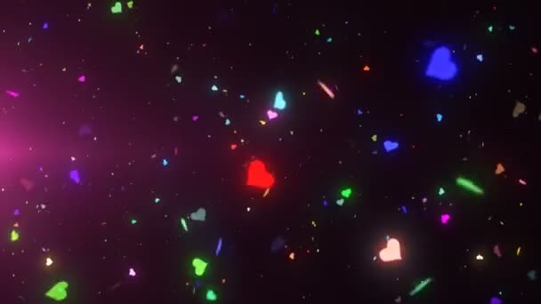 Neon szív konfetti 4k — Stock videók