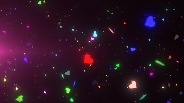 Hd de confetes de coração de néon — Vídeo de Stock