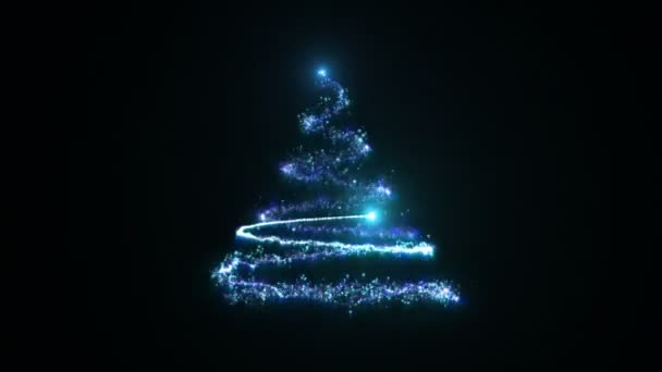 Partikel Weihnachtsbaum 4k - blau — Stockvideo