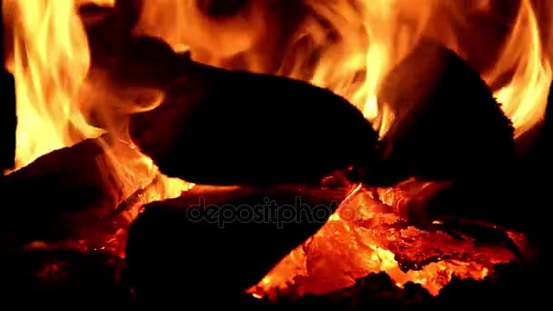 Bir fırın parlak yanan odun — Stok video