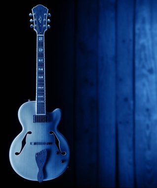 caz gitar arka plan, mavi ışık