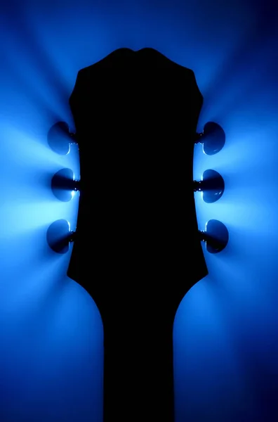 Magic blue guitar headstock — Stock Photo, Image