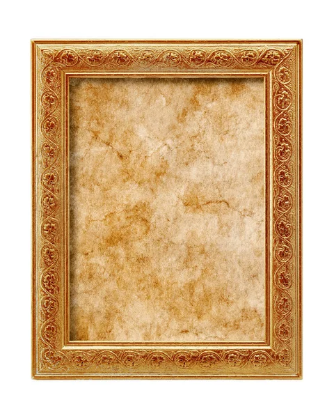 Old parchment in golden frame — Stock Photo, Image