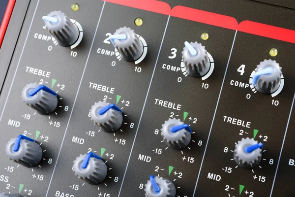 Mixer console treble knobs — Stock Photo, Image