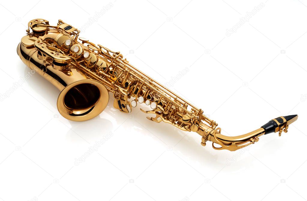 alt saxophone on white
