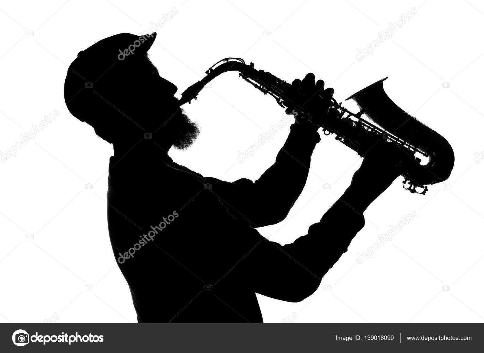 Shape of jazz saxophonist — Stock Photo © estudiosaavedra 139018090