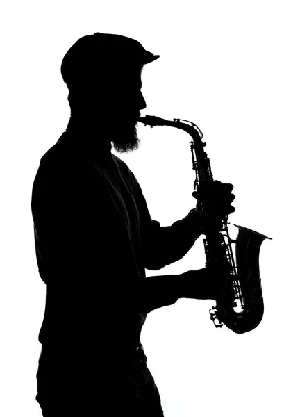 Forma do saxofonista jazz — Fotografia de Stock