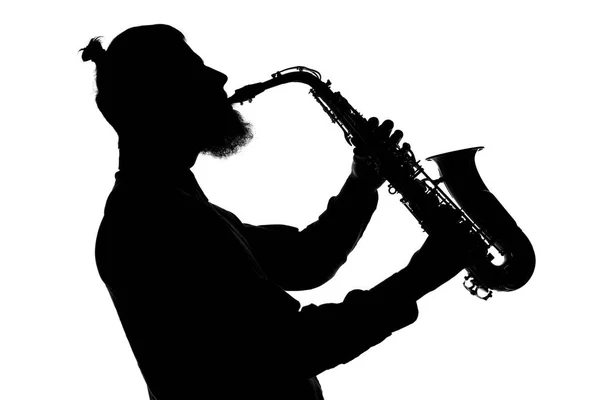 Bärtiger Jazzsaxofonist — Stockfoto