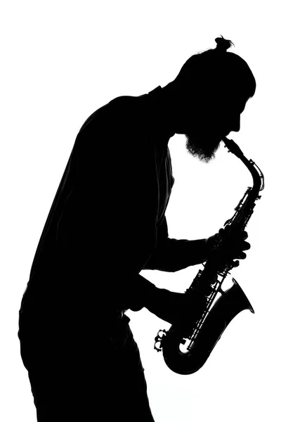 Shape of hipster saxophonist — Stock Photo, Image