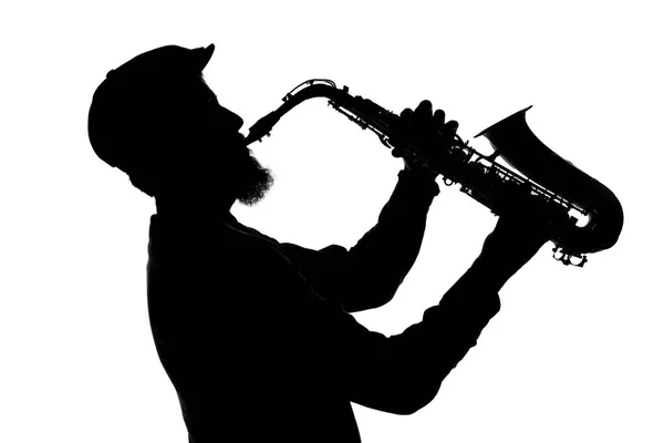 Shape of jazz saxophonist — Stock Photo, Image