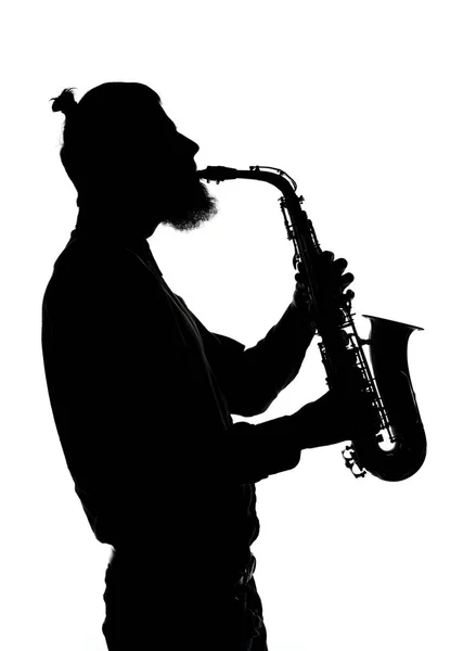 Vorm van hipster saxofonist — Stockfoto