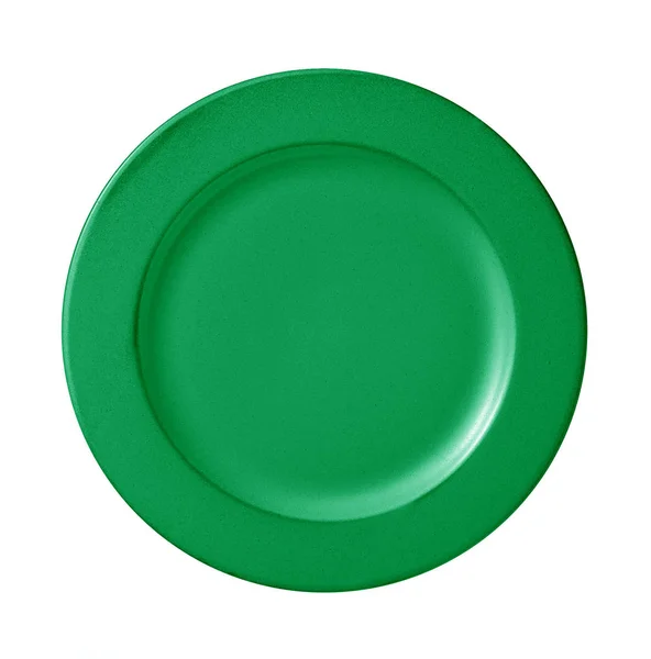Zielony talerz na białym tle — Zdjęcie stockowe