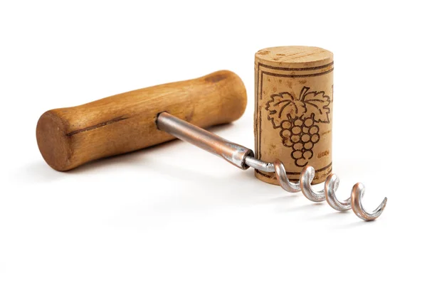 Corkscrew med kork — Stockfoto