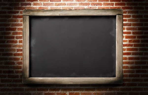 Blackboard on brick wall — Stock Photo, Image