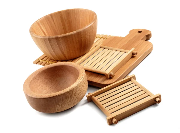 Vaisselle en bois de bambou — Photo