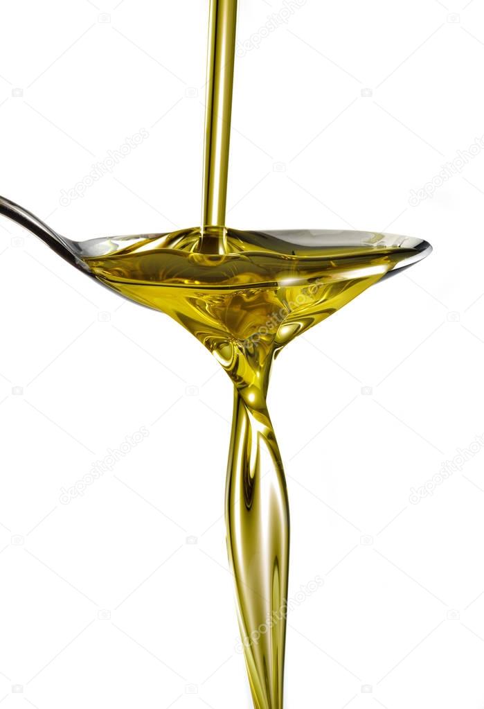 olive oil stream on spoon