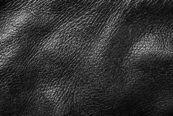 Textura de cuero negro genuino — Foto de Stock