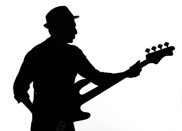 Bass player shape on white — Stock Photo, Image