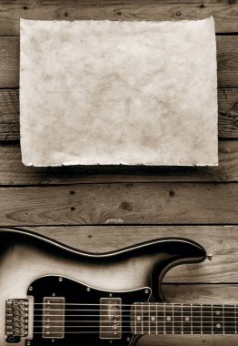 Gitar ve kağıt kağıtlı Amerikan müzik konseri posteri