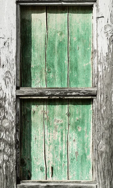 Öregített zöld fa ablak keret — Stock Fotó