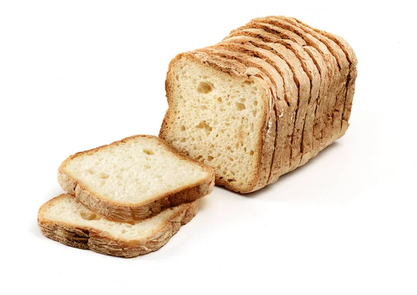 Sliced Wheat Bread Siolated White — Stock Photo, Image