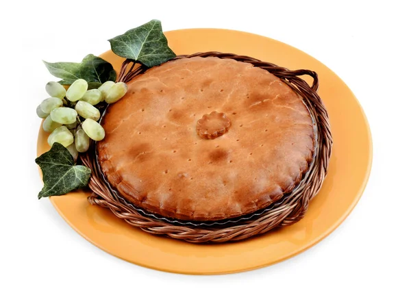 Torta Atum Galego Empanada Servido Prato Isolado — Fotografia de Stock