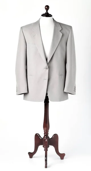 Blazer Gris Pour Amn Sur Mannequin Boutique Isolé Sur Blanc — Photo