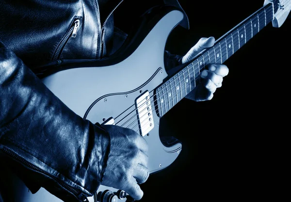Ręce Bluesman Gra Vintage Gitara Elektryczna Steg — Zdjęcie stockowe