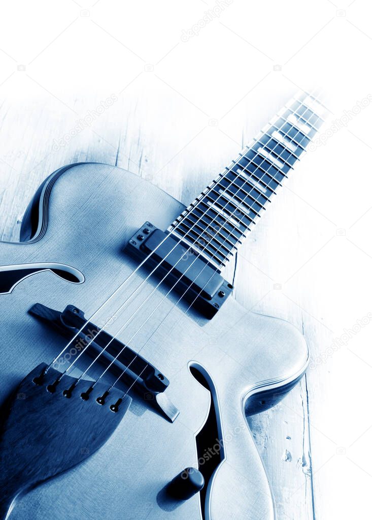 modern jazz guitar on white background