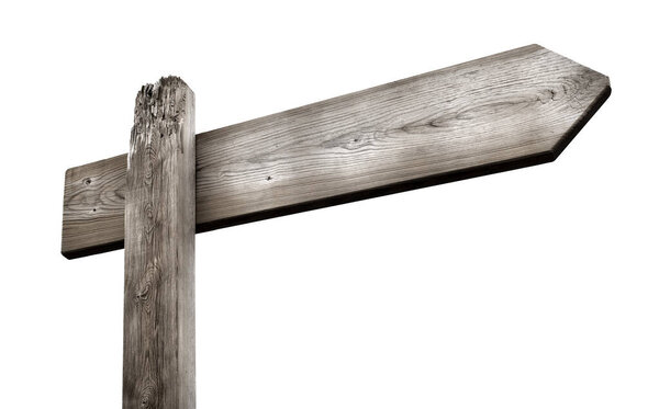 wooden blank signpost isolated