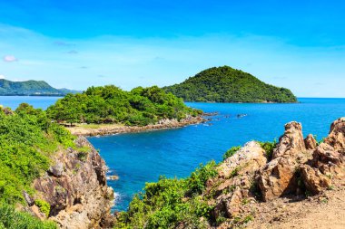 Deniz Manzaralı dağ ile Tayland Körfezi üzerinden