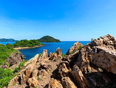 Deniz Manzaralı dağ ile Tayland Körfezi üzerinden