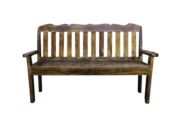 Retro dřevěná lavice na bílém s ořezovou cestou, samostatný — Stock fotografie
