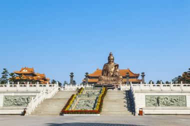 Laozi heykel yuanxuan taoist tapınakta guangzhou, guangdong