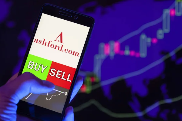Yessentuki Rússia Julho 2019 Logotipo Empresa Ashford Inc Ainc Tela — Fotografia de Stock
