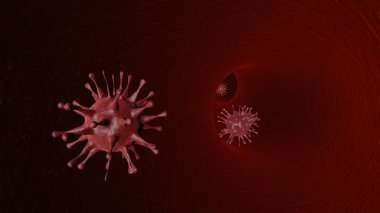 İnsan vücudunda Coronavirus 2019-ncov - grip salgını veya koronavirüs gribi - 3 boyutlu illüstrasyon