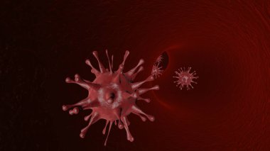 İnsan vücudunda Coronavirus 2019-ncov - grip salgını veya koronavirüs gribi - 3 boyutlu illüstrasyon