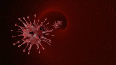 İnsan vücudunda Coronavirus 2019-ncov - grip salgını veya koronavirüs gribi - 3 boyutlu illüstrasyon