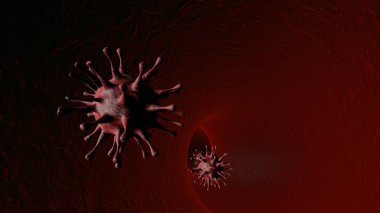 İnsan vücudunda Coronavirus 2019-ncov - grip salgını veya koronavirüs gribi - 3 boyutlu illüstrasyon