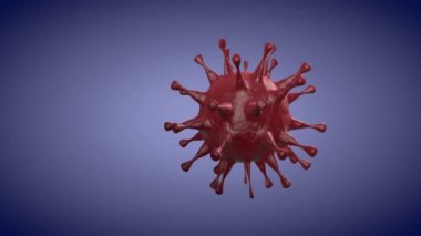 Gerçekçi 3D modelleme modeli mavi arkaplanda kopyalama alanı ile birlikte. Coronavirus 2019-ncov. Pandemik sağlık riski, bağışıklık bilimi, viroloji, salgın hastalık konsepti