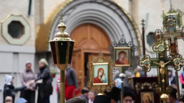 Essentuki Rusia Mayo 2019 Procesión Religiosa Ceremonia Cristianismo Rito Eclesiástico — Vídeo de stock