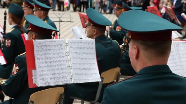 Essentuki Rusland Mei 2019 Een Militaire Band Uniform Speelt Victory — Stockvideo
