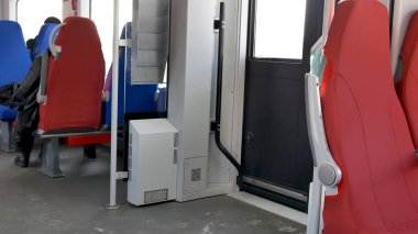 Yüksek hızlı tren kompartımanında. Modern yüksek hızlı trenin iç görünümü.
