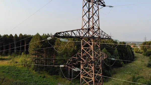 Post Power Lines Located Woods — Stock Photo, Image