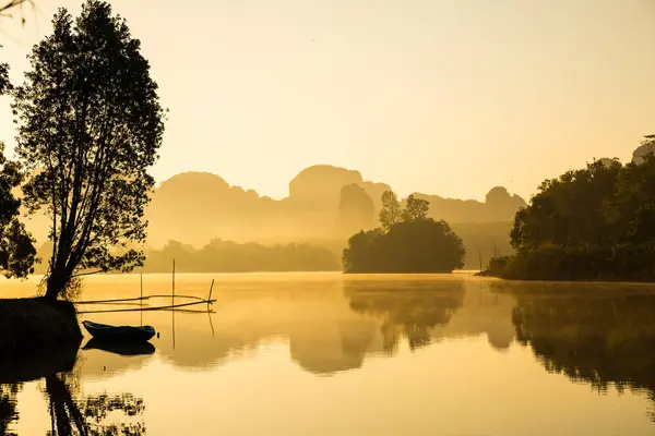 Manhã verão à beira do lago — Fotografia de Stock