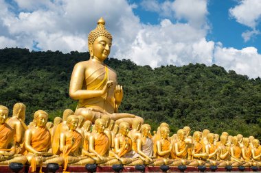 Buddha ve mürit Budist Bahçe.