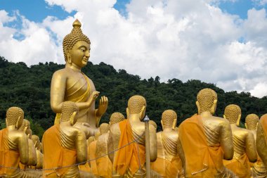 Buddha ve mürit Budist Bahçe.