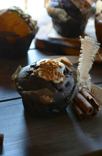 Chocolate, vanilla and Coconut Muffins — Stock Photo, Image