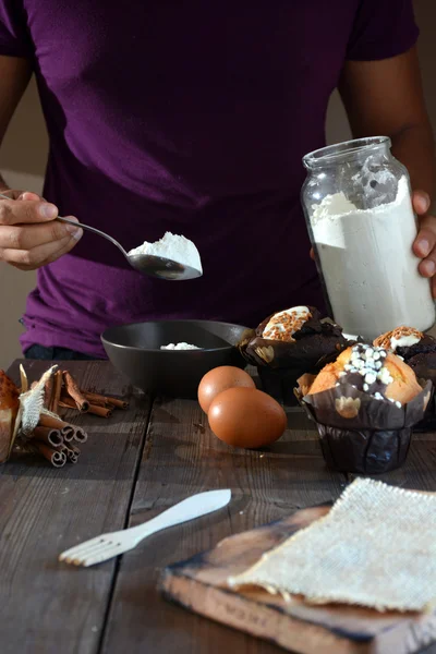 Čokoláda, vanilka a kokosové muffiny — Stock fotografie