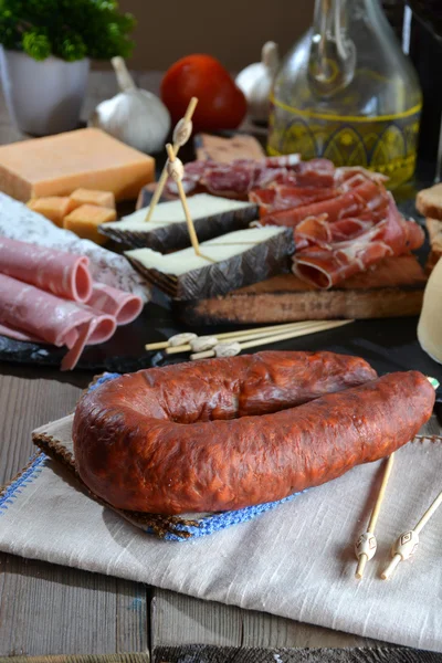 VARIOUS TYPES OF SPANISH SAUSAGES — Stock Photo, Image